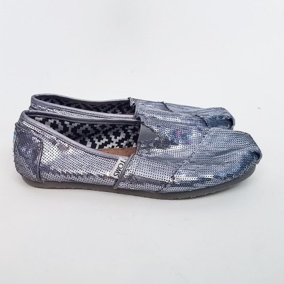 TOMS Silver Sequin Classic Shoes Women's Size 7.5 - Picture 3 of 8